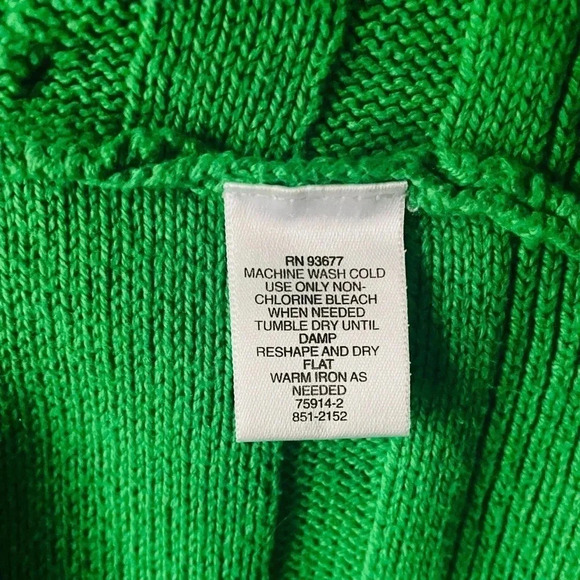 LIZ CLAIBORNE | Vintage 90s Kelly Green Horizontal Cable Knit Sweater Size L - Picture 7 of 7